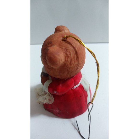 Vintage Jasco Teddy Bear Christmas Ornament Bell L'il Chimer Made In Taiwan - Picture 4 of 8